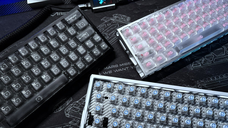 AE64 Max keyboard shown in light and dark finishes